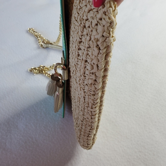 Lilly Pulitzer Straw Crossbody Botanical Green In A Flutter Clutch - Picture 9 of 16